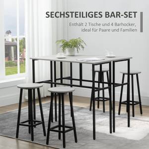 Bartisch-Set mit 4 Hockern 835-678GY Grau - Holzwerkstoff - 40 x 90 x 100 cm