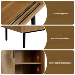 Sideboard Coeus Ⅶ Braun - Holzwerkstoff - Metall - Massivholz - Holzart/Dekor - 37 x 90 x 100 cm