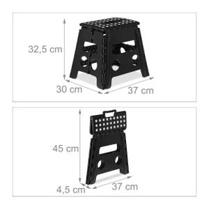 Klapphocker faltbar L Schwarz - Weiß - Kunststoff - 37 x 30 x 29 cm