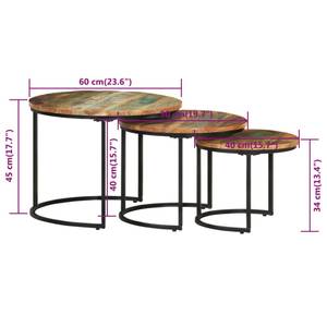 Table gigogne 338003 (lot de 3) Marron - Bois manufacturé - Bois massif - 60 x 45 x 60 cm