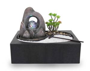 Led Zimmerbrunnen ZenGarden Rock Grau - Kunststoff - 29 x 22 x 21 cm