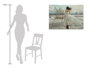 Acrylbild handgemalt Blick zum Horizont Braun - Weiß - Massivholz - Textil - 100 x 70 x 4 cm