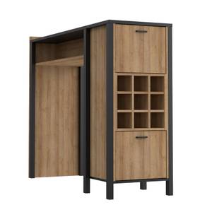 Bar 2 portes 9 casiers bouteilles - MODE Marron - En partie en bois massif - 152 x 120 x 50 cm