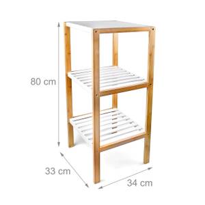 Regal Bambus mit 3 Ablagen Braun - Weiß - Bambus - 33 x 80 x 34 cm