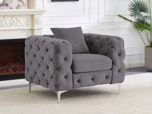 Fauteuil  EDWINA Gris - Textile - 91 x 76 x 106 cm