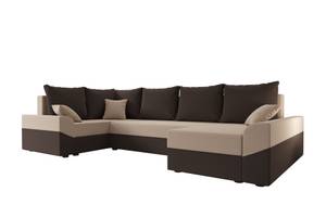 Ecksofa DENVI-LONG Beige - Braun - Holzwerkstoff - 306 x 90 x 140 cm