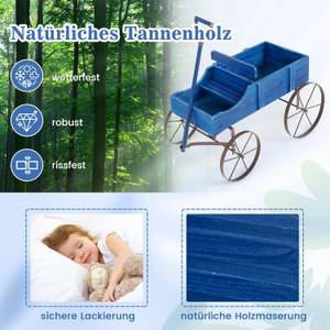 Pflanzwagen SF5884 Blau - Holzwerkstoff - 34 x 60 x 62 cm