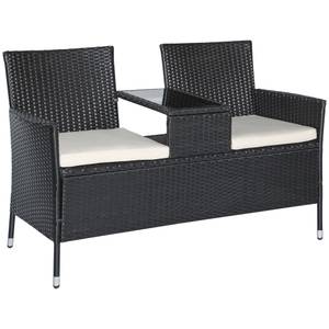 Rattan Doppel Strandkorb 867-027BG Esche Schwarz Dekor