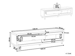 Meuble TV PEMBORKE Blanc - Bois manufacturé - 158 x 43 x 39 cm