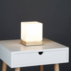 Tischlampe aus Milchglas Braun - Weiß - Holzwerkstoff - Glas - Kunststoff - 12 x 15 x 12 cm