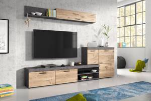 Regalsystem Swift Braun - Holz teilmassiv - 257 x 186 x 37 cm