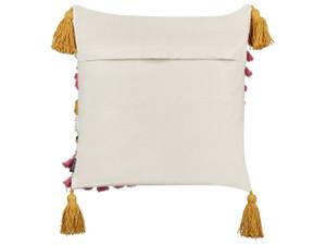 Coussin décoratif JAMMU Noir - Rose foncé - Blanc - Jaune - Fibres naturelles - 45 x 4 x 45 cm