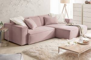 Ecksofa SAMU Sofa Feincord Pink - Ecke davorstehend rechts