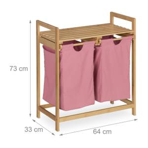 Meuble à linge en bambou Marron - Rose foncé - Bambou - Textile - 64 x 73 x 33 cm