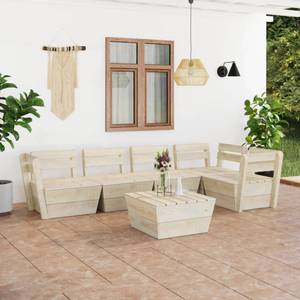 Bistro-Set-k186 ( 6-tlg ) Beige - Massivholz