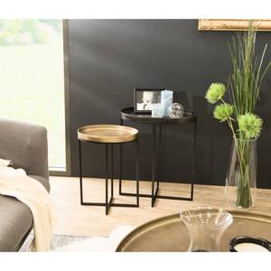 2 tables d'appoint ovales Noir - Métal - 30 x 56 x 47 cm