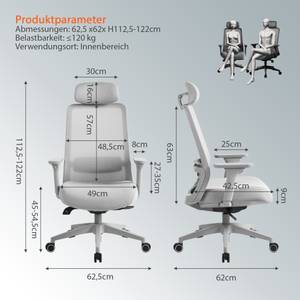 Bürostuhl DCV060202 Grau - Kunststoff - 62 x 122 x 63 cm