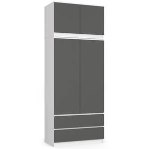 Kleiderschrank S90 2T 2S CLP Graphit - Grau - Weiß