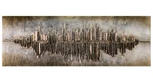 Tableau en bois Frequency 1000 Beige - Marron - En partie en bois massif - 144 x 44 x 8 cm