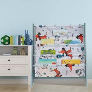 Bücherregal für Kinder Blau - Orange - Weiß - Holzwerkstoff - Textil - 62 x 71 x 30 cm
