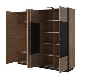 Armoire à portes battantes NEST LED Beige - Noir - Bois manufacturé - Matière plastique - 220 x 202 x 54 cm