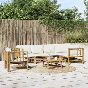 Garten-Lounge-Set 3028492-18 (7-teilig) Weiß - Bambus - 69 x 65 x 69 cm