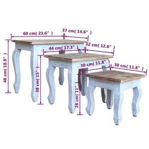 Beistelltisch (3er Set) 244505 Braun - Massivholz - 60 x 48 x 37 cm