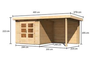 Gartenhaus Maria B mit Anbaudach Holz