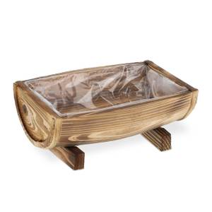 Holz Blumenkasten 2er Set Braun - Holzwerkstoff - Kunststoff - 30 x 13 x 20 cm