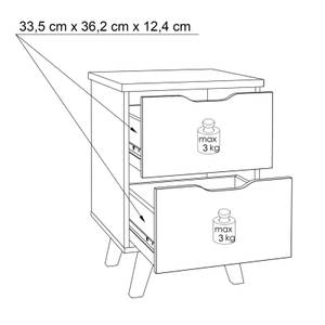 Table de chevet 2 tiroirs - ALBANE Marron - Bois manufacturé - 45 x 64 x 42 cm