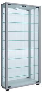 Glas Stand Vitrine Lumo Maxi Spiegel Silber - Weiß - Holzwerkstoff