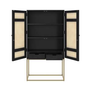 Rangement Shellona Noir - Bois massif - 85 x 160 x 40 cm