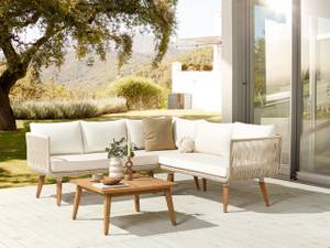 Set de jardin ALCAMO Beige - Marron - Blanc - Bois massif - 200 x 76 x 211 cm