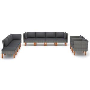 Garten-Sofa-Set (10-teilig) 3011728-6 Grau