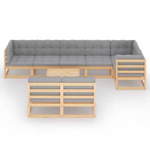 Gartenmöbel-Set (9-teilig) 3009796-2 Braun - Massivholz - Holzart/Dekor - 70 x 30 x 70 cm