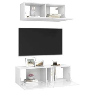 TV-Schrank 2er Set D972 Weiß - Holzwerkstoff - 30 x 30 x 100 cm