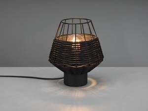 Kleine Tischlampe Rattan Schwarz Boho Schwarz