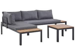 Lounge Set PIENZA 3-tlg Schwarz - Braun - Grau - Kunststoff - 238 x 76 x 168 cm