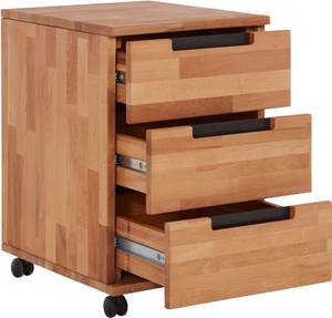 Schreibtisch mit Rollcontainer Braun - Massivholz - 140 x 75 x 70 cm