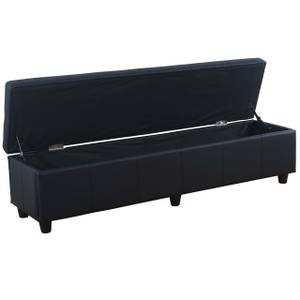 Banc avec rangement Kriens XXL Noir - Gris - Cuir synthétique - 180 x 45 x 45 cm