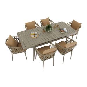 Gartenmöbelset SUNNY Beige - Metall - 150 x 76 x 90 cm