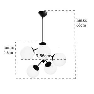 Deckenleuchte Asymmetrisch 5-flammig Schwarz - Weiß - Glas - Metall - 55 x 65 x 55 cm