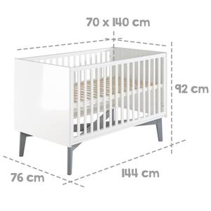 Lit bébé évolutif Retro 2 Blanc - Bois manufacturé - 76 x 92 x 144 cm