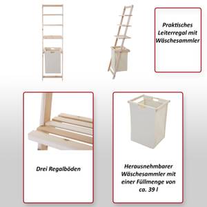 Leiterregal B59 Wäschekorb Beige - Braun - Holzart/Dekor - Holz teilmassiv - 41 x 152 x 35 cm