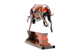 Sculpture moderne Power of the Bull Rouge - Métal - 39 x 48 x 12 cm