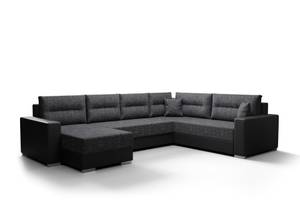 Ecksofa GERDI-3 Schwarz - Steingrau - Ecke davorstehend rechts