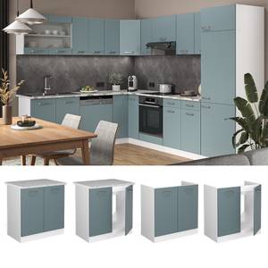 Meuble bas sous-évier R-Line 41197 Bleu-gris - Blanc - Largeur : 80 cm