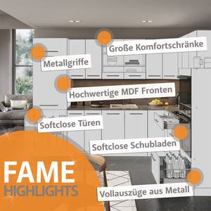 Küchenzeile Fame-Line 39997 Hochglanz Schwarz - Sonoma Eiche Trüffel Dekor