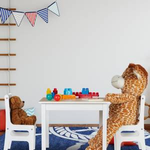 Kindertisch mit 2 Stühlen weiß/natur Braun - Weiß - Holzwerkstoff - 60 x 48 x 60 cm