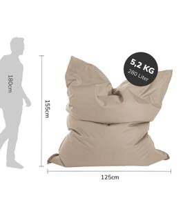 Sitzsack Outdoor XXL mit Schutzhülle Beige - 125 x 155 cm